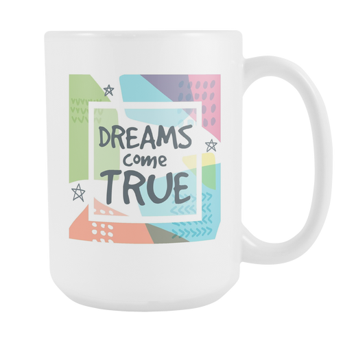 Dreams Come True Large 15 oz Ceramic Mug - White, Sage, Navy - Mind Body Spirit
