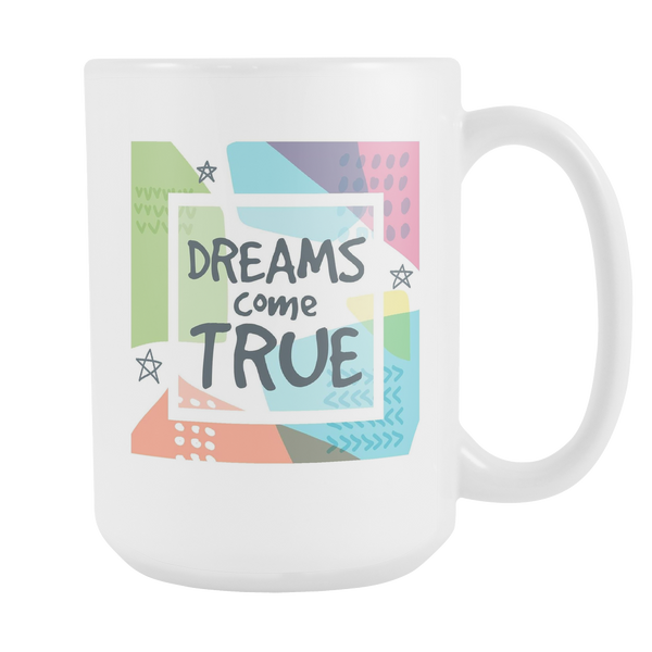 Dreams Come True Large 15 oz Ceramic Mug - White, Sage, Navy - Mind Body Spirit