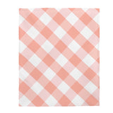 Pink Check Plaid Velveteen Plush Blanket Custom Blanket, Plush Throw Blanket for Home, Office, Dorm, Super Soft 3 Sizes,