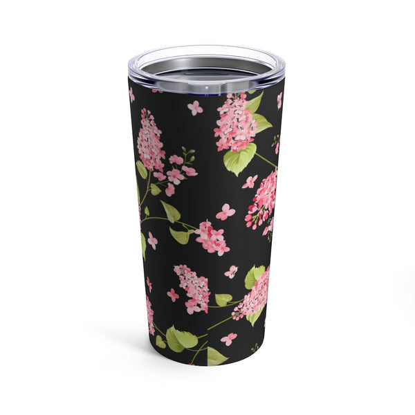 Cherry Blossoms On Black Stainless Steel 20 oz. Vacuum Insulated Tumbler, Tight Sealed Clear Lid, Travel Sized