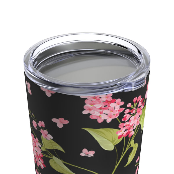 Cherry Blossoms On Black Stainless Steel 20 oz. Vacuum Insulated Tumbler, Tight Sealed Clear Lid, Travel Sized