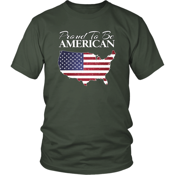 Proud To Be American USA Shaped Flag Unisex T-Shirt, Cotton Tee