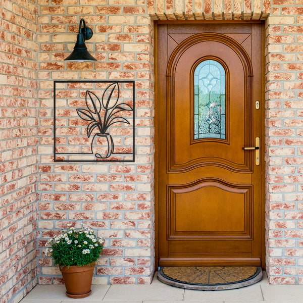 Banana Leaf Plant In Pot In Frame Metal Wall Decor Wall Art Tropical Plant Wall Decoration