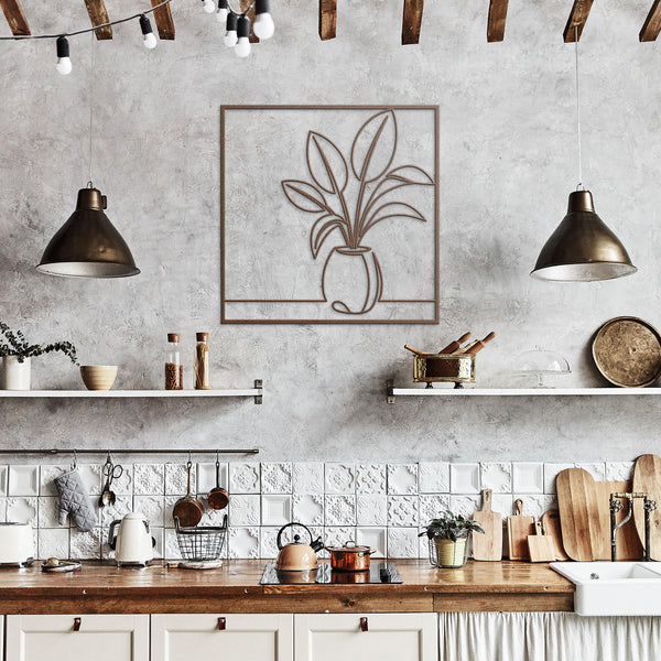 Banana Leaf Plant In Pot In Frame Metal Wall Decor Wall Art Tropical Plant Wall Decoration