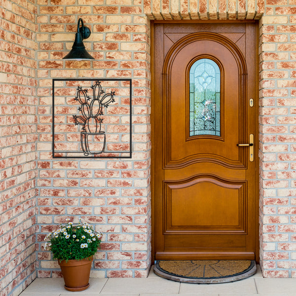 Cactus In Pot In Frame Custom Metal Wall Decor Wall Art Desert Plant Wall Decoration