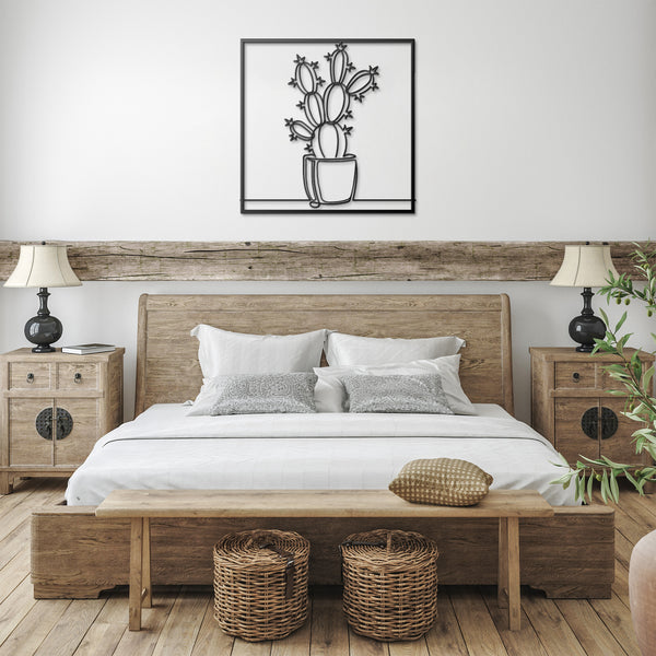 Cactus In Pot In Frame Custom Metal Wall Decor Wall Art Desert Plant Wall Decoration