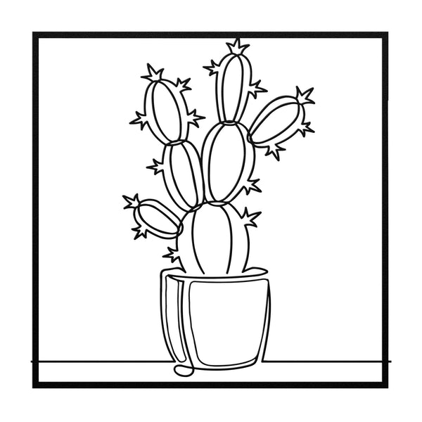 Cactus In Pot In Frame Custom Metal Wall Decor Wall Art Desert Plant Wall Decoration