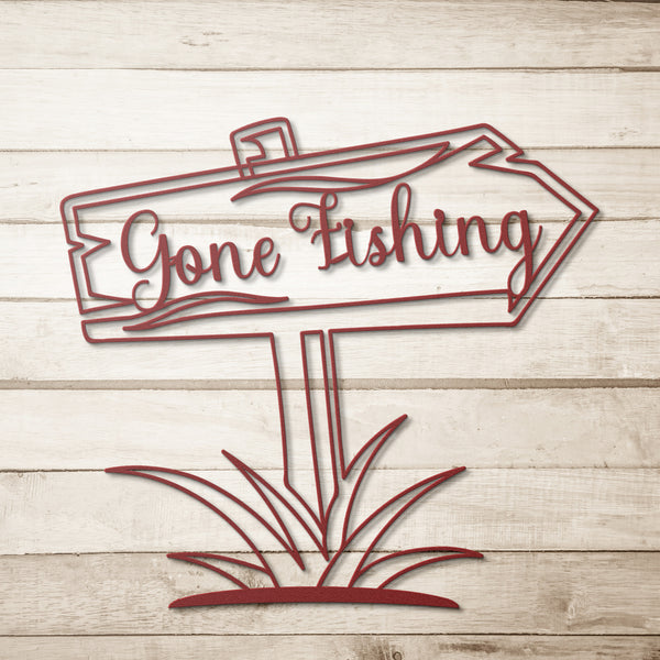 Gone Fishing Sign Post Custom Metal Wall Decor Wall Art Tropical Plant Wall Decoration