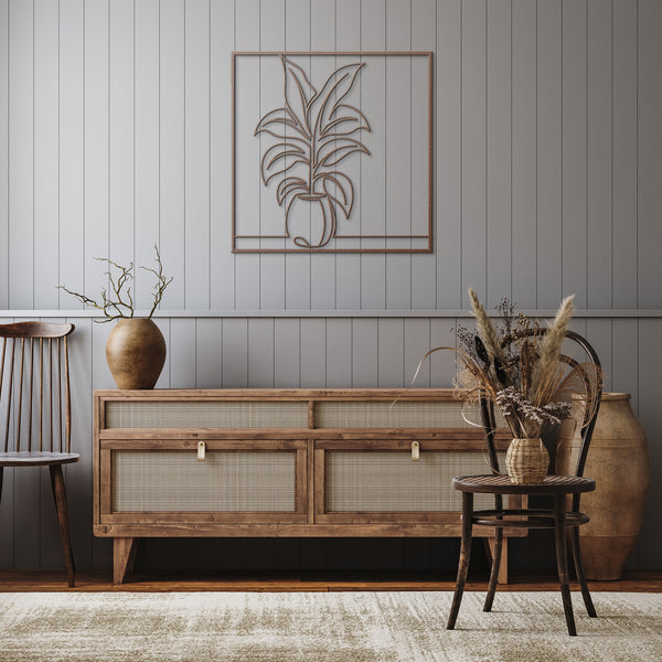 Hosta Plant In Frame Custom Metal Wall Decor Wall Art Tropical Plant Wall Decoration