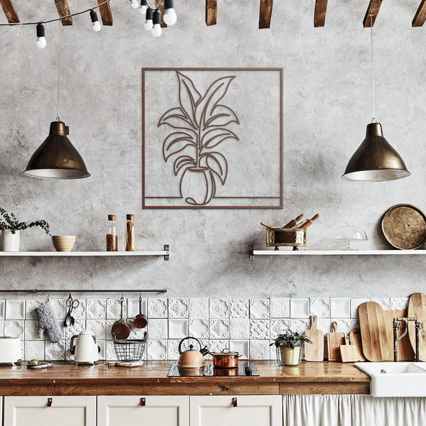 Hosta Plant In Frame Custom Metal Wall Decor Wall Art Tropical Plant Wall Decoration