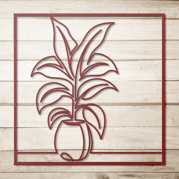 Hosta Plant In Frame Custom Metal Wall Decor Wall Art Tropical Plant Wall Decoration