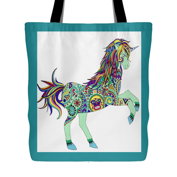 Boho Unicorn Tote Bag, Shopping Bag, Beach Bag 18 x 18 - 3 Colors - Mind Body Spirit