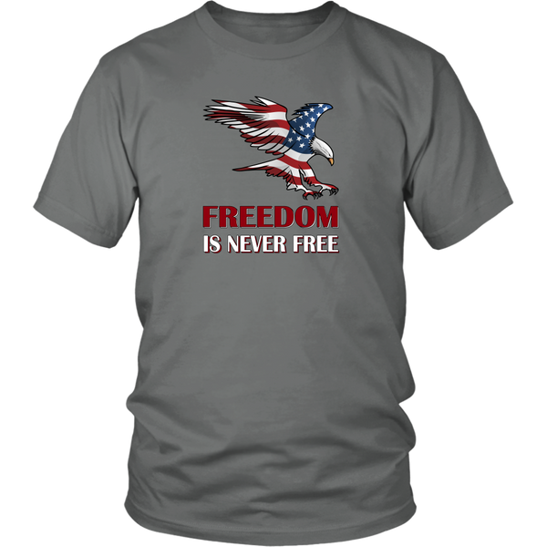 Freedom Is Never Free Eagle Flag Unisex T-Shirt Patriotic Adult Cotton Tee Sizes S to 3X