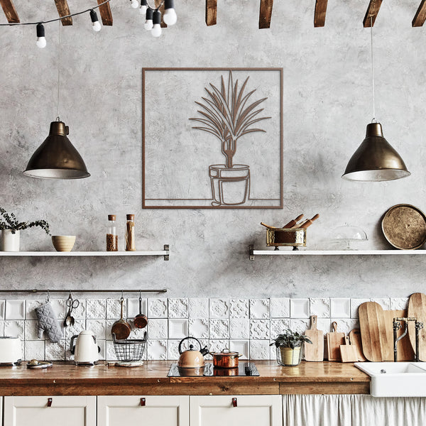 Kentia Potted Palm In Frame Metal Wall Decor Wall Art Tropical Plant Wall Decoration