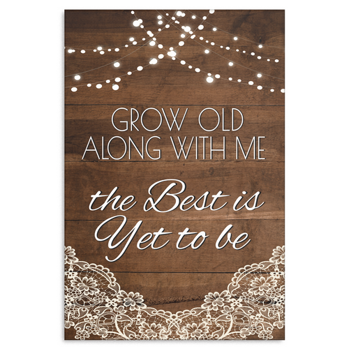 Grow Old With Me Wood, Lace and Lights Canvas Wall Art, Multiple Sizes - Mind Body Spirit