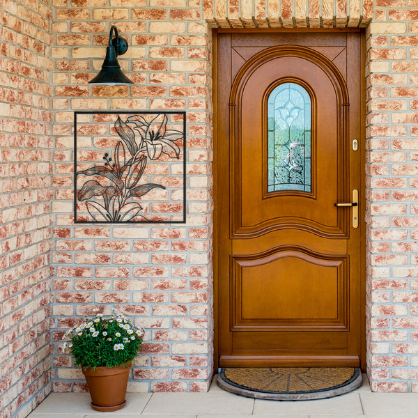 Lily Floral Plant In Frame Metal Wall Decor Wall Art Flower Art Wall Decoration