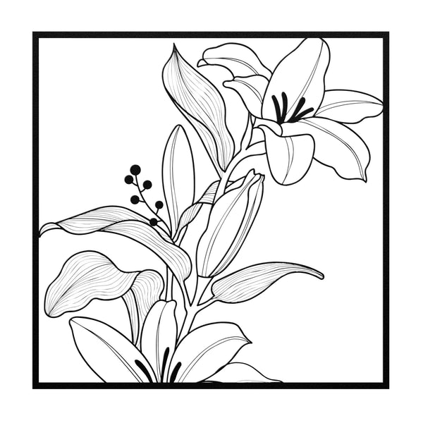 Lily Floral Plant In Frame Metal Wall Decor Wall Art Flower Art Wall Decoration