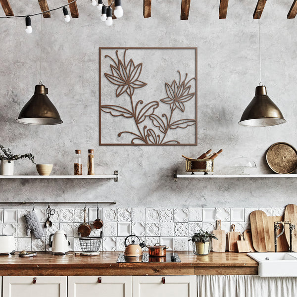 Modern Spiky Flowers Metal Wall Decor Wall Art Floral Art Wall Decoration