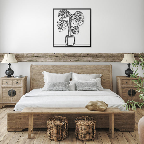 Palm Fronds In Pot Framed Metal Wall Decor Wall Art Plants Botanical Wall Decoration