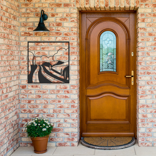 Rolling Hills With Trees In Frame Custom Metal Wall Decor Wall Art Tropical Plant Wall Decoration