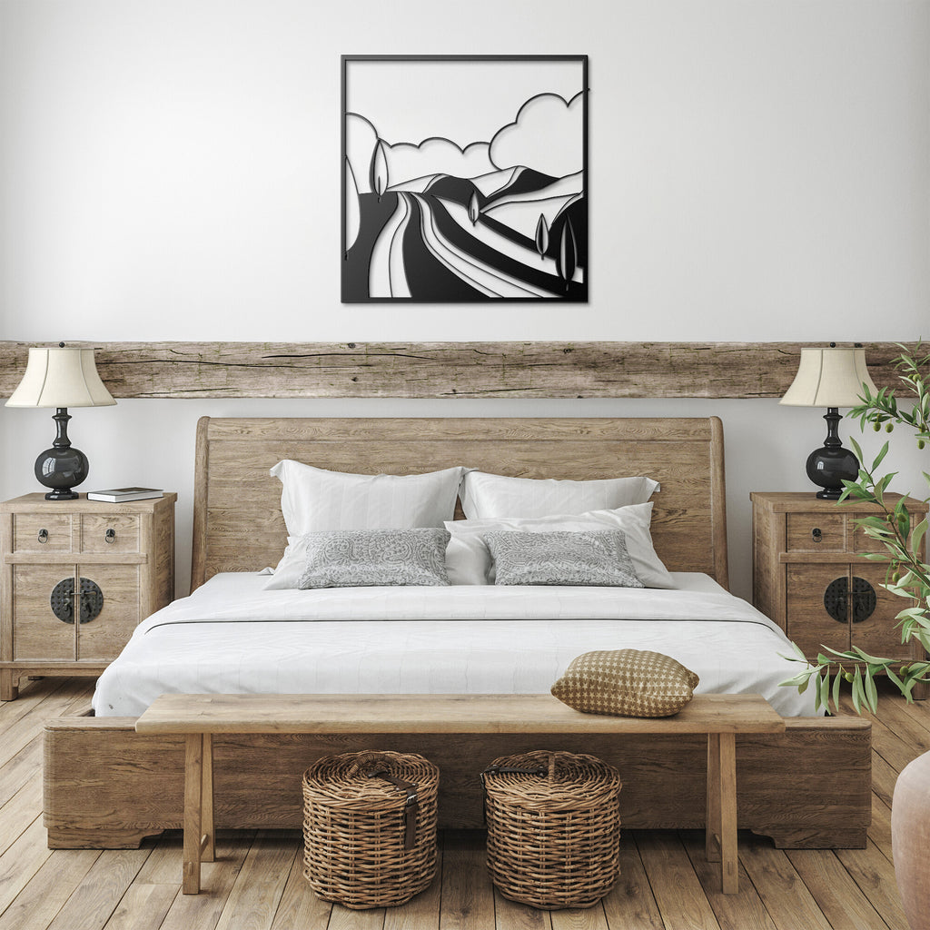Rolling Hills With Trees In Frame Custom Metal Wall Decor Wall Art Tropical Plant Wall Decoration