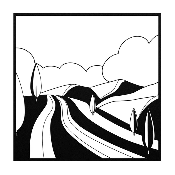 Rolling Hills With Trees In Frame Custom Metal Wall Decor Wall Art Tropical Plant Wall Decoration