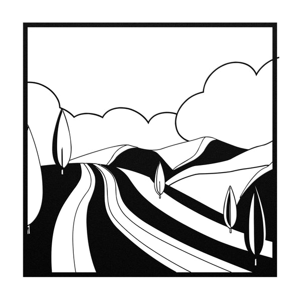 Rolling Hills With Trees In Frame Custom Metal Wall Decor Wall Art Tropical Plant Wall Decoration