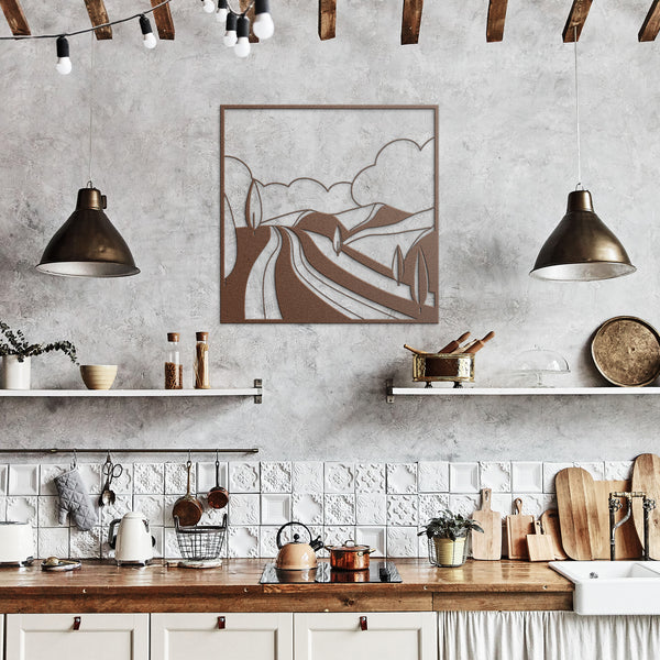 Rolling Hills With Trees In Frame Custom Metal Wall Decor Wall Art Tropical Plant Wall Decoration