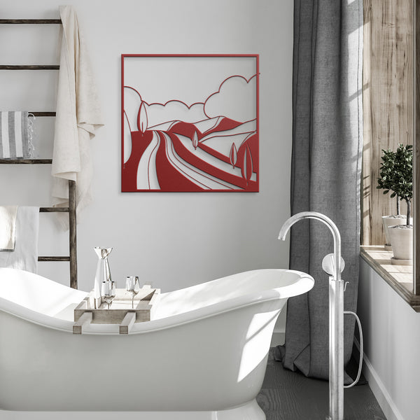 Rolling Hills With Trees In Frame Custom Metal Wall Decor Wall Art Tropical Plant Wall Decoration