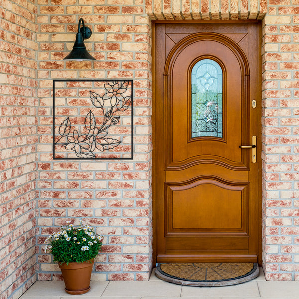 Six Petal Flowers In Frame Metal Wall Decor Wall Art Floral Wall Decoration