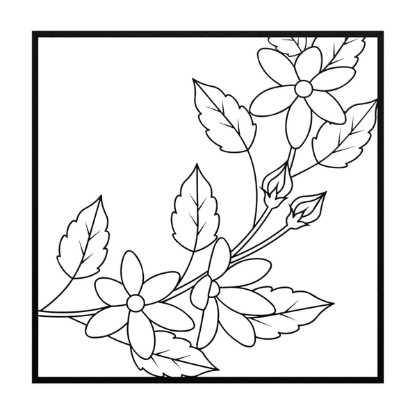 Six Petal Flowers In Frame Metal Wall Decor Wall Art Floral Wall Decoration