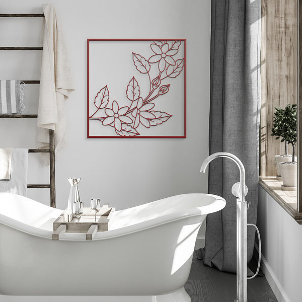 Six Petal Flowers In Frame Metal Wall Decor Wall Art Floral Wall Decoration