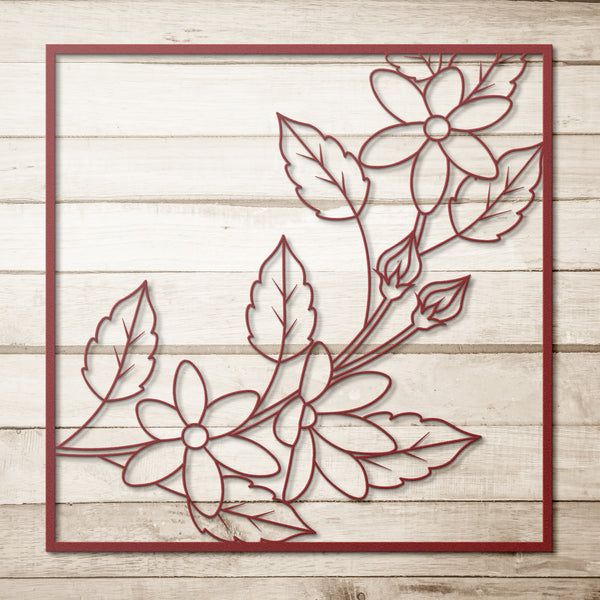 Six Petal Flowers In Frame Metal Wall Decor Wall Art Floral Wall Decoration