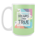 Dreams Come True Large 15 oz Ceramic Mug - White, Sage, Navy - Mind Body Spirit