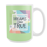 Dreams Come True Large 15 oz Ceramic Mug - White, Sage, Navy - Mind Body Spirit