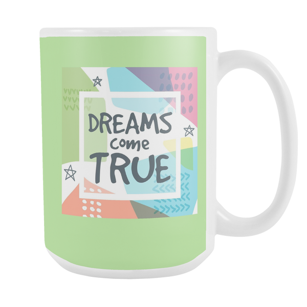 Dreams Come True Large 15 oz Ceramic Mug - White, Sage, Navy - Mind Body Spirit