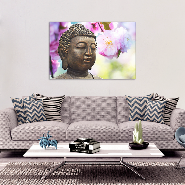 Buddha In Spring Canvas Wall Art - With Spring Blossoms and Buddha, Available in 4 Sizes - Mind Body Spirit