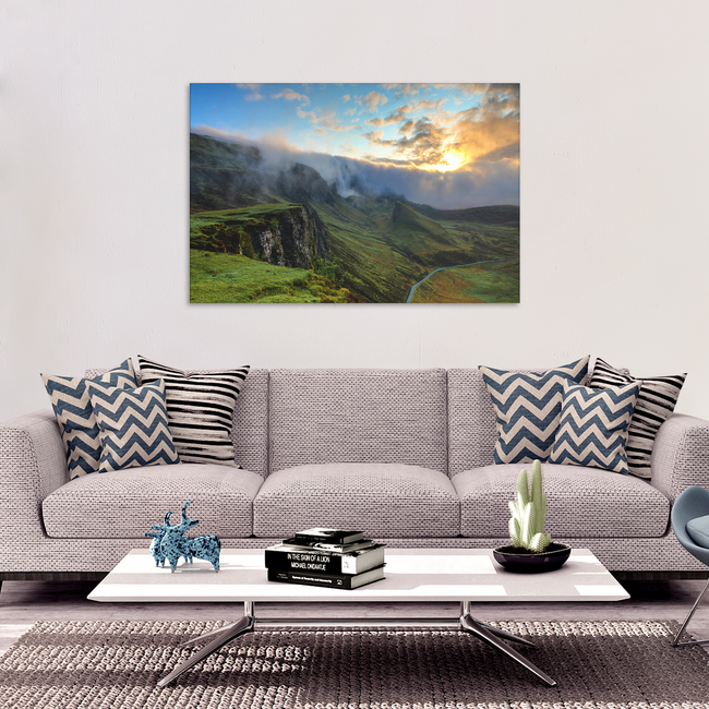 Highlands and Valley With Mist Canvas Wall Art - Rectangle in 4 Sizes - Mind Body Spirit