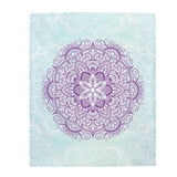 Purple Mandala On Blue Velveteen Plush Blanket Custom Blanket, Plush Throw Blanket for Home, Office, Dorm, Super Soft 3 Sizes,