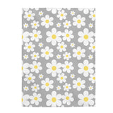 Mod Flowers On Gray Velveteen Plush Blanket Custom Blanket, Plush Throw Blanket for Home, Office, Dorm, Super Soft 3 Sizes,