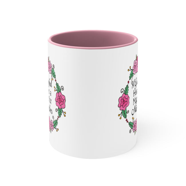 A Grateful Heart is a Magnet for Miracles Ceramic Coffee Mugs With Color Glazed Interior In 5 Colors, Coffee Mug, Tea Mug