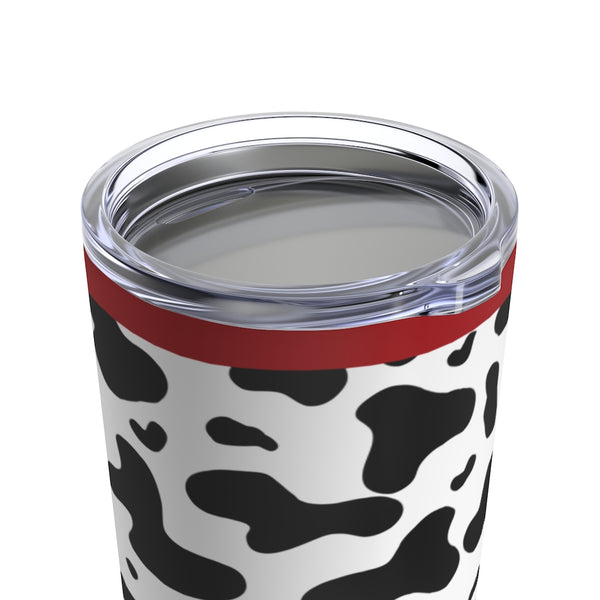Cute Cow Print With Red Band Stainless Steel 20 oz. Vacuum Insulated Tumbler, Tight Sealed Clear Lid, Travel Sized