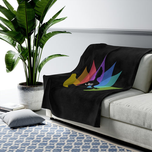 Om Meditation Pose Colorful Lotus Velveteen Plush Blanket Custom Blanket, Plush Throw Blanket for Home, Office, Dorm, Super Soft 3 Sizes,