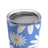 Fresh Daisies on Blue Stainless Steel 20 oz. Vacuum Insulated Tumbler, Tight Sealed Clear Lid, Travel Sized