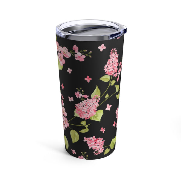 Cherry Blossoms On Black Stainless Steel 20 oz. Vacuum Insulated Tumbler, Tight Sealed Clear Lid, Travel Sized