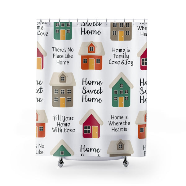 Home Sweet Home Houses Fabric Shower Curtain Custom Design Bathroom Decor 71 x 74