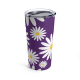 Fresh Daisies On Purple Stainless Steel 20 oz. Vacuum Insulated Tumbler, Tight Sealed Clear Lid, Travel Sized