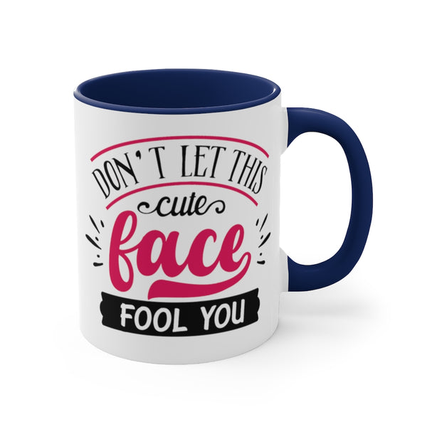 Don't Let This Cute Face Fool You Ceramic Coffee Mugs With Color Glazed Interior In 5 Colors