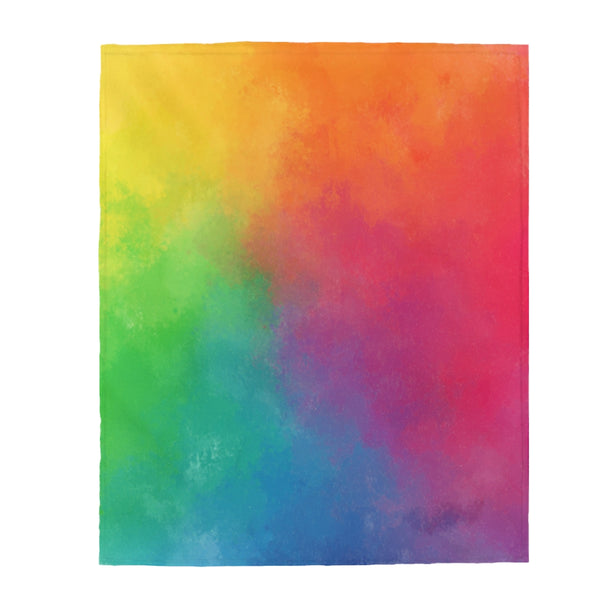 Rainbow Color Wash Velveteen Plush Blanket Custom Blanket, Plush Throw Blanket for Home, Office, Dorm, Super Soft 3 Sizes,