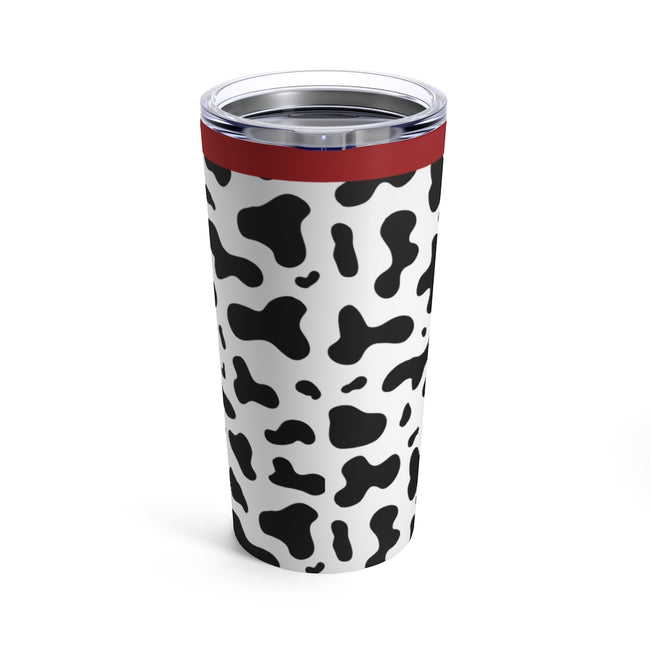 Cute Cow Print With Red Band Stainless Steel 20 oz. Vacuum Insulated Tumbler, Tight Sealed Clear Lid, Travel Sized